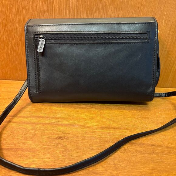 VTG Buxton Black Leather Velvet Touch Cowhide Wallet/Crossbody Bag - Picture 5 of 11